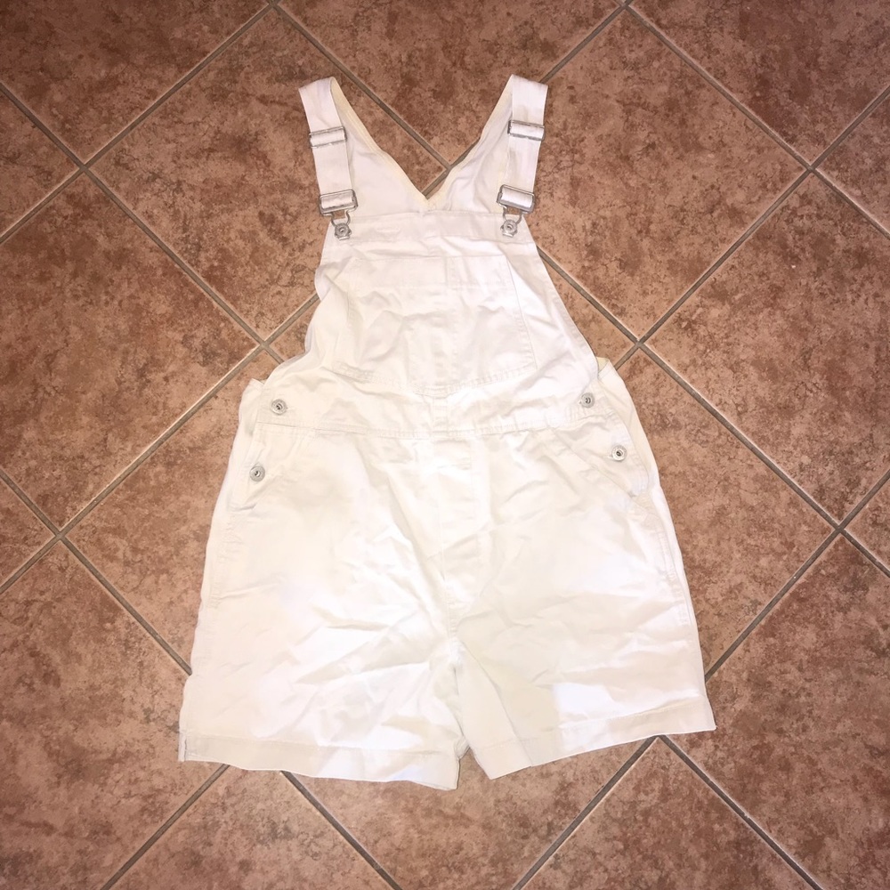 GAP retro overall Jean shorts:tan